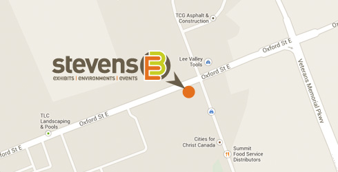 Map showing the Stevens E3 office location